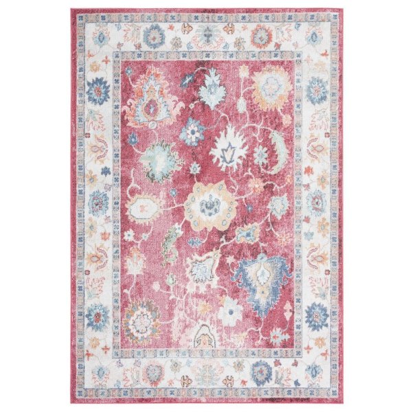 Phoenix 8 ft. x 10 ft. Red Distressed Border Area Rug
