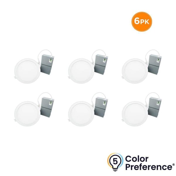 6-pack Altair 6 in. 120-277V Canless Downlight High Output 1200 Lumens Integrated LED Recessed Light Trim Adjust CCT