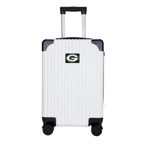 21 in. White Green Bay Packers premium 2-Toned Carry-On Suitcase