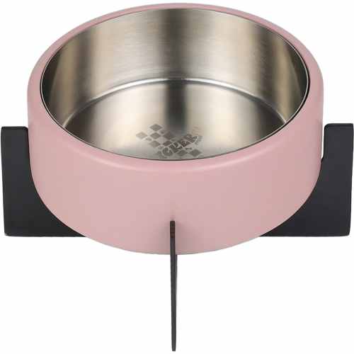 THE LICKER STORE Intersecta Concrete & Stainless Steel Dog & Cat Bowl with Metal Stand, Medium: 2-cup, Blue/Black