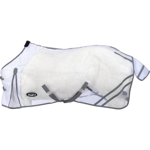 Tough1 Deluxe Contour Horse Fly Sheet with Neck Cover, White, 84-in