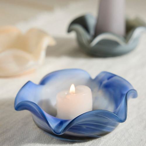 Milky Swirl Glass Votive Holder