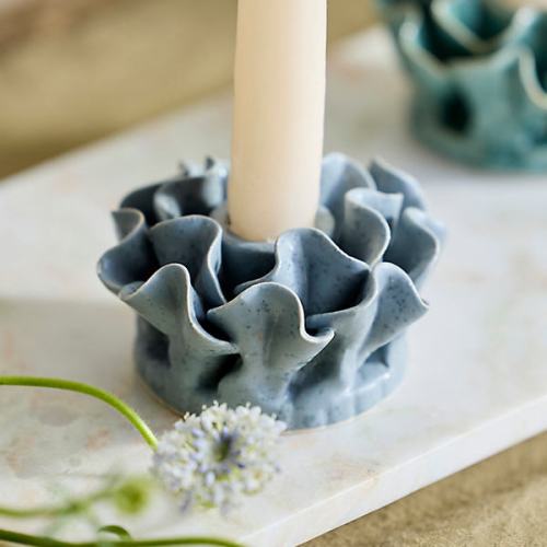 Ruffle Stoneware Taper Holder