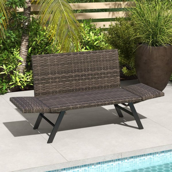 Mondawe - 2-Person Convertible Patio Sofa Rattan Daybed with Adjustable Armrests for Outdoor - Dark Brown