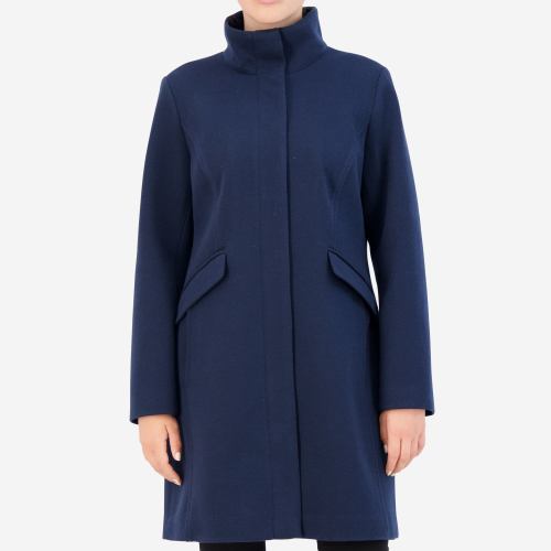 Cole Haan Womens Soft Twill Zip-Up Coat