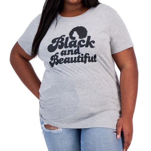 Hybrid Apparel Plus Size Graphic T-shirt Gray
