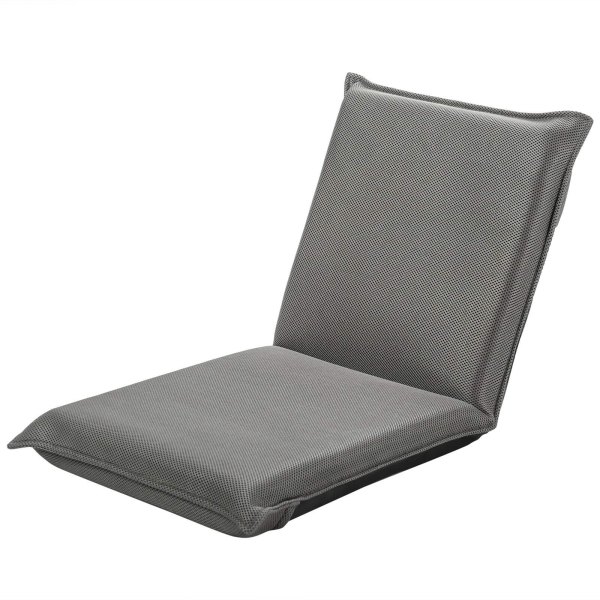 Gymax - Adjustable 6-Position Floor Chair Padded Folding Lazy Sofa Chair Grey - Gray