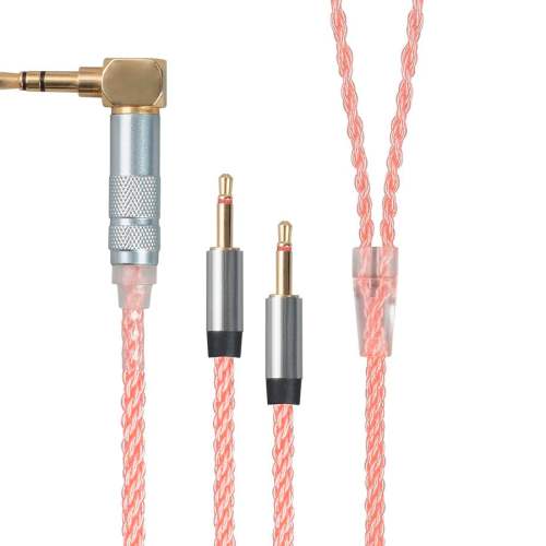 Monolith by Monoprice Oxygen-Free Copper Braided Headphone Cable, 3.5mm TRS to Dual 2.5mm TS, 5ft, Pink