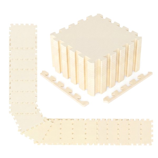 Gymax - 36 Pack Interlocking EVA Foam Floor Tiles 2/5 Inch Thick Puzzle Exercise Mats - Beige