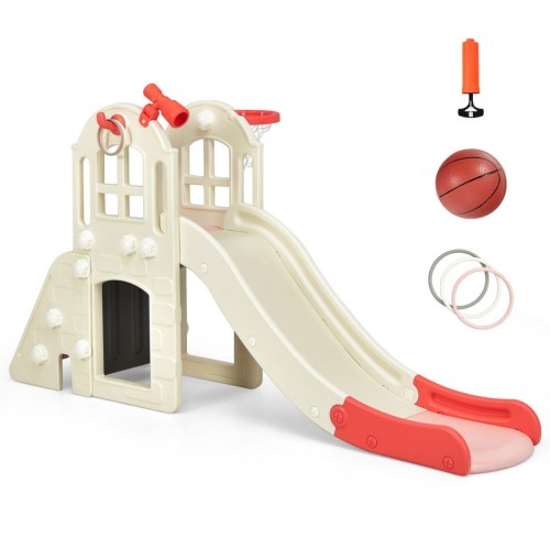 Toddler Slide Playset with Basketball Hoop