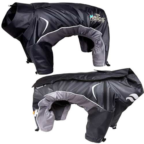 Dog Helios Black Blizzard Full-Bodied Adjustable and 3M Reflective Dog Jacket