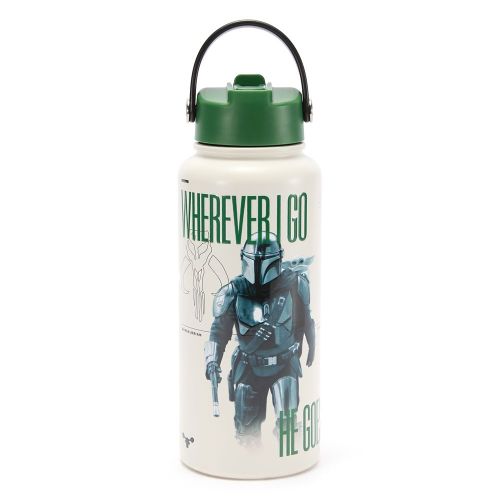 The Mandalorian and Grogu 33 oz. Stainless Steel Water Bottle with Built-In Straw Star Wars Official shopDisney