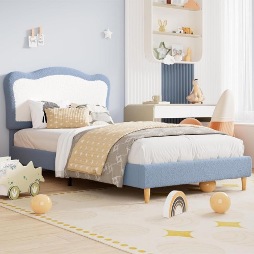 gaomon Led Twin Bed Frame Tier Storage Headboard, Upholstered Platform Bed with Charging Ports and Drawer for Kids – Pink