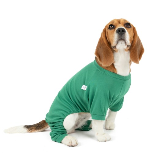 Leveret Dog Cotton Pajama Solid Navy – Brown