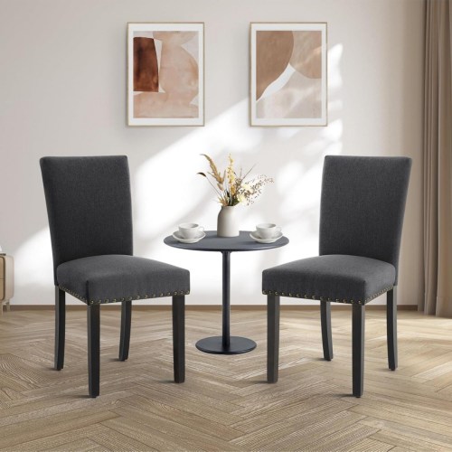 gaomon Mid Century Modern Dining Chairs Set of 2,Pu Leather Upholstered Accent Curved Backrest Kitchen Chairs with Hardwood Frame for Farmhouse