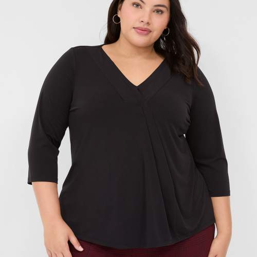 Cap-Sleeve Pleat-Front Top