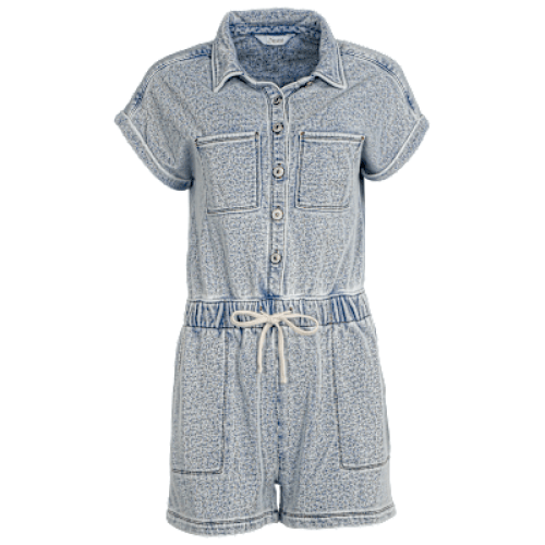 Natural Reflections Knit Denim Romper – Light Wash