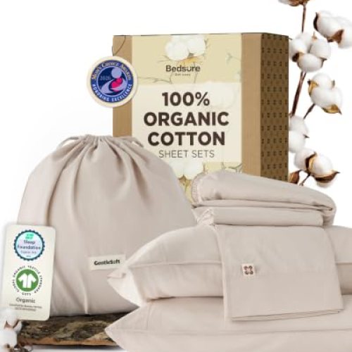 100% GOTS Certified Organic Cotton Sheets, Queen Size