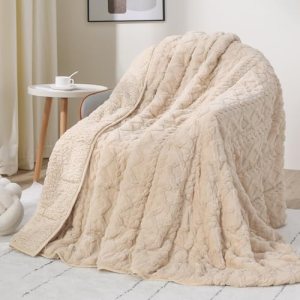 King Size Weighted Blankets for Adults 15 lbs., Beige, 80 x 87 inches
