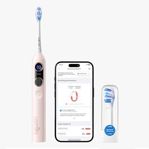 Smart Electric Toothbrush with APP, AM/PM Mode, Pink