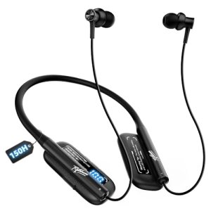 Neckband Bluetooth Headphones, 150H Playtime, Battery Display & 6 EQ Modes