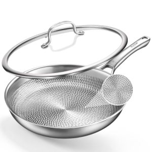 Titanium Pans for Cooking, 12-Inch Titanium Pan with Lid, Non-Stick
