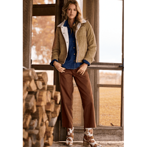 Natural Reflections Driftwood Wide-Leg Pants Cappuccino