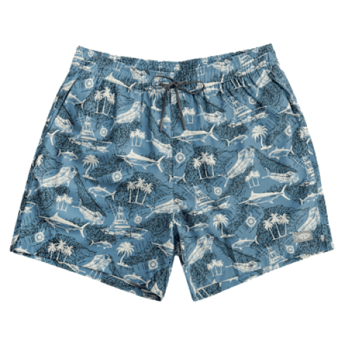 AFTCO Strike Printed Swim Shorts Sea