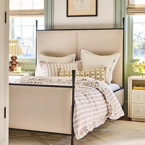 Cotton Striped Ruffle Printed Duvet Cover