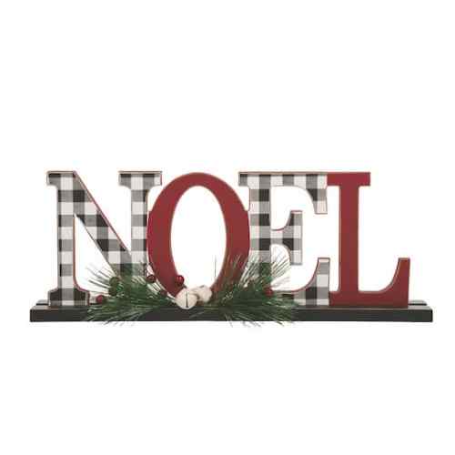 Glitzhome 15 Wooden Plaid NOEL Tabletop Dcor | 14.96 x 5.91 x 2.95 | Michaels