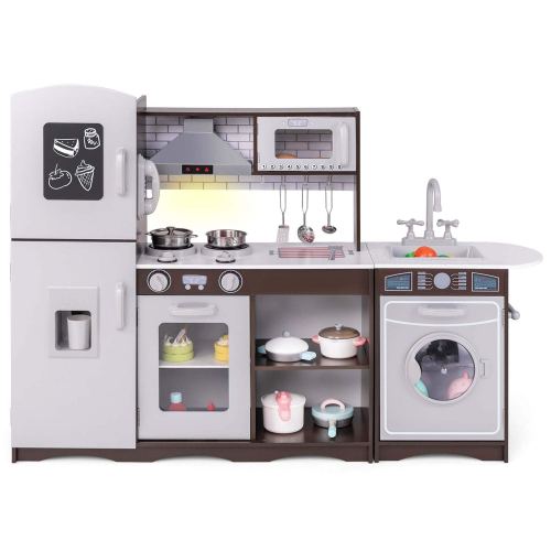 Costway – Kids Kitchen Playset with Realistic Lights & Sounds Ice Maker Stoves Sink Oven – Coffee