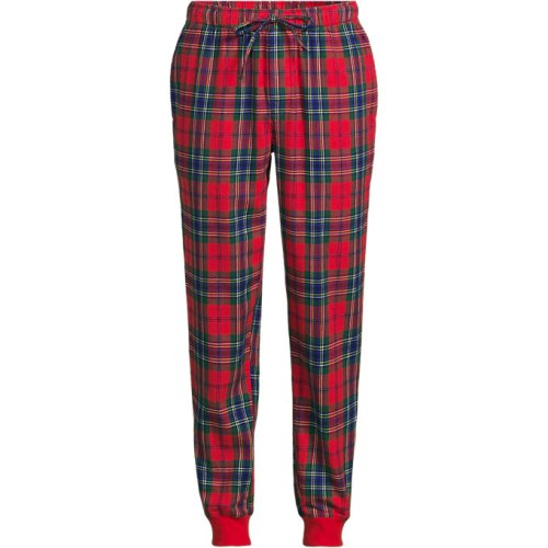 Mens Tall Flannel Jogger Pajama Pants Lands End Red