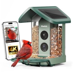 Solar Smart Bird Feeder with Camera, 4K HDR Live Video, AI Bird ID