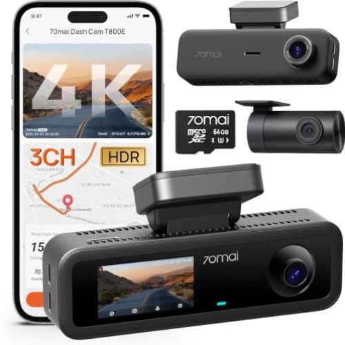 Dash Cam Front and Rear Inside, 3 Channel with GPS, Wi-Fi 6