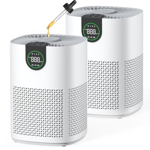 2-Pack Air Purifiers with Washable Filter for Home Up to 1200ft²