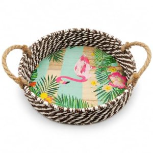 Flamingos Boho Decor Storage Basket With Handle