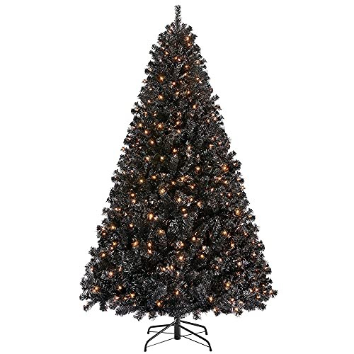 Yaheetech 6ft Pre-lit Christmas Tree with 300 Warm White Lights, Black