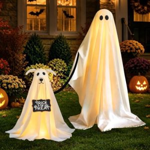 2-Pack Spooky Ghost Dog Halloween Decor