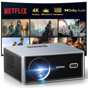 Projector with WiFi and Bluetooth, 4K Decoding, Netflix Included