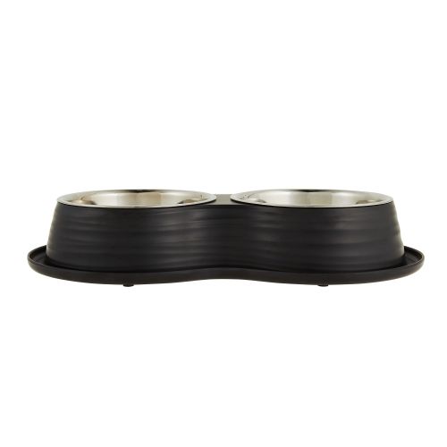 Top Paw Melamine And Stainless Steel Double Diner Dog Bowls, Tan/Green/Black, 60 oz, 3.75-Cup | PetSmart