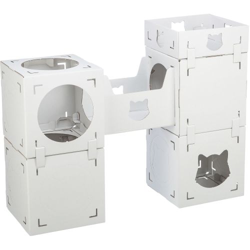 Trixie Indoor Modular Cardboard Cat Condo, Play Tower, Corrugated House in White | PetSmart