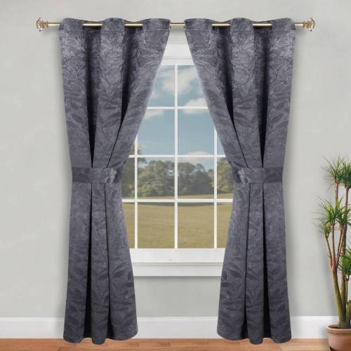 SUPERIOR Leaves 2-Piece Room Darkening Grommet Curtain Panels, Green