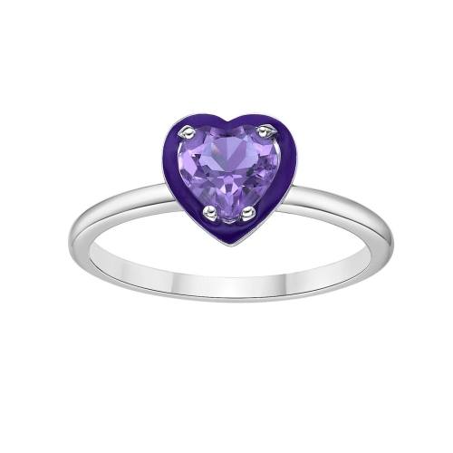 Jewelexcess Sterling Silver 1/10-ct. T.W. White Diamond Heart Ring, Womens