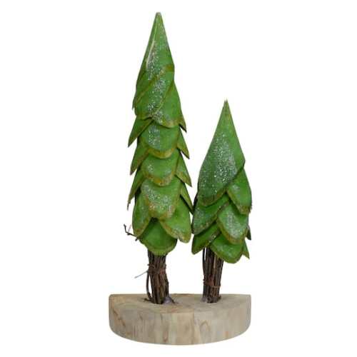 9 Christmas Trees Dcor on a Wooden Base By Northlight | 9 x 2 x 4 | Michaels