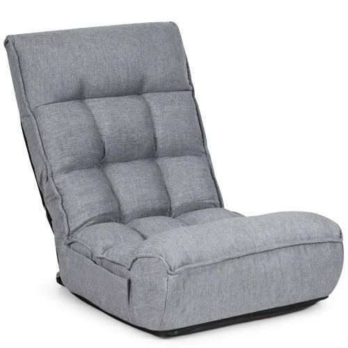 Gymax – 4-Position Floor Chair Folding Lazy Sofa w/Adjustable Backrest & Headrest Coffee – Coffee