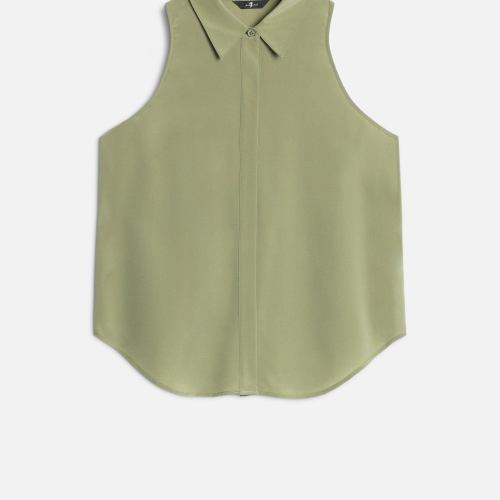 Sleeveless Silk Button Down