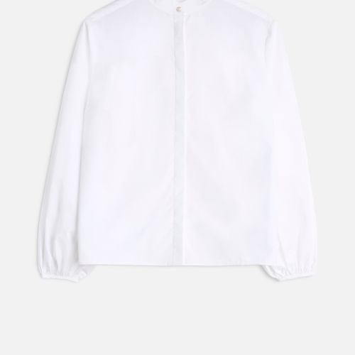 Poplin Balloon Sleeve Shirt in White