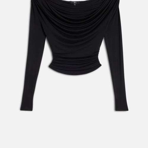 Long Sleeve Draped Top in Black