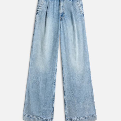 Denim Lustre Pleated Trouser in Abyss