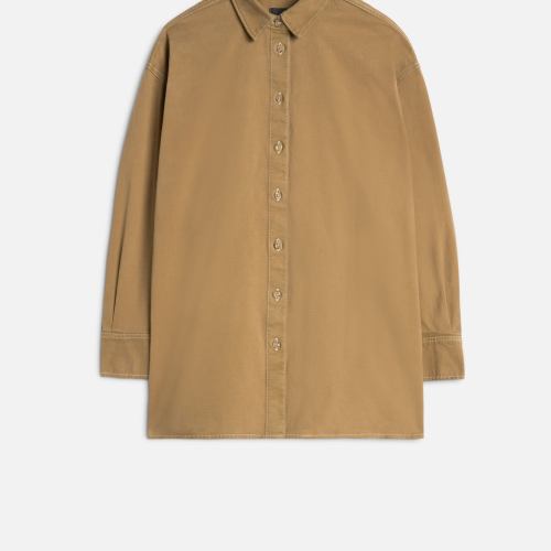 Comfort Twill Nina Relaxed Overshirt in Sand Storm